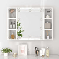 Mobile a Specchio con LED Bianco Lucido 76x15x55 cm 808861