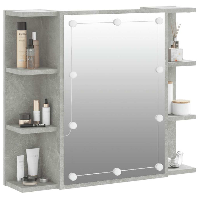 Mobile a Specchio con LED-Armadietto a Specchio Grigio Cemento 70x16,5x60 cm