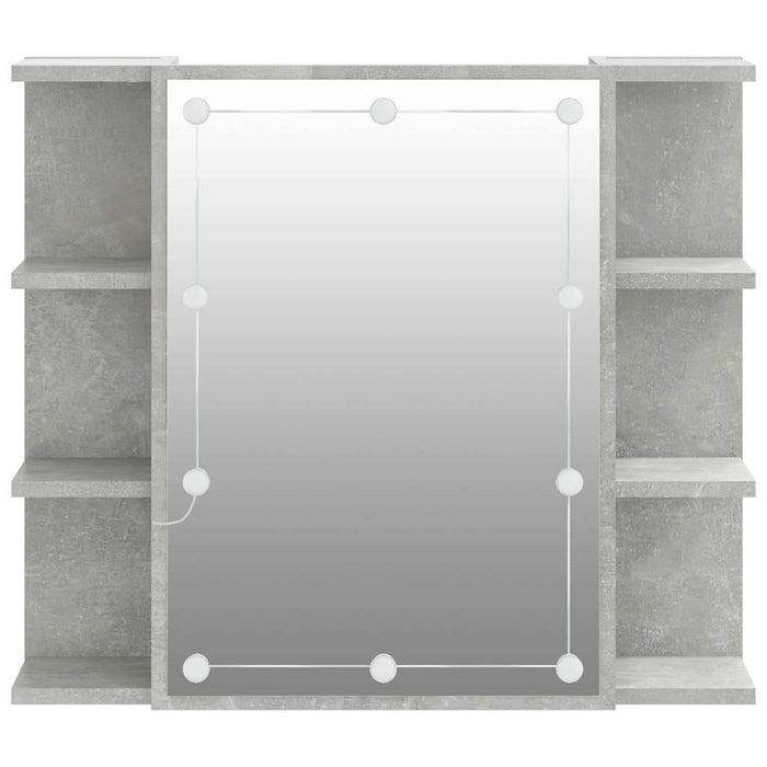 Mobile a Specchio con LED-Armadietto a Specchio Grigio Cemento 70x16,5x60 cm