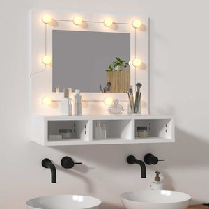 Mobile a Specchio con LED-Armadietto a Specchio Bianco 60x31,5x62 cm