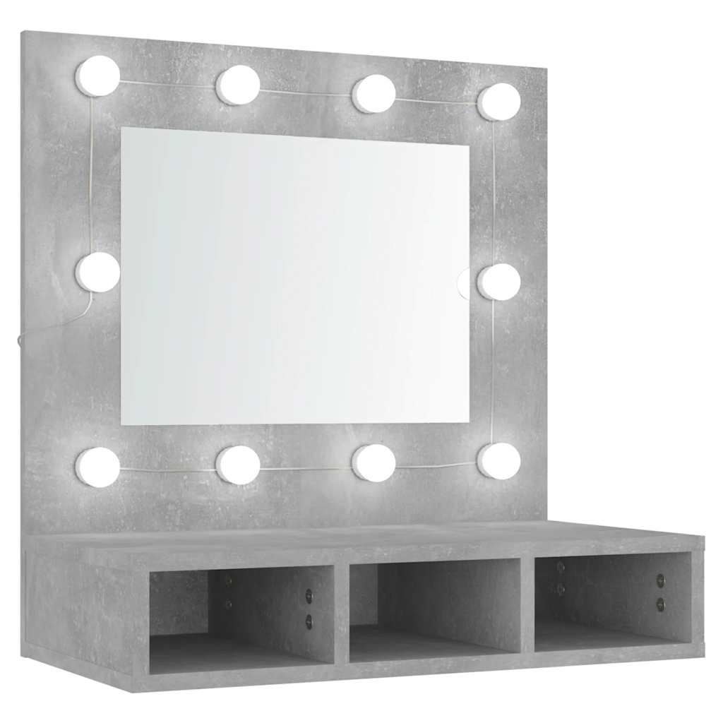 Mobile a Specchio con LED-Armadietto a Specchio Grigio Cemento 60x31,5x62 cm