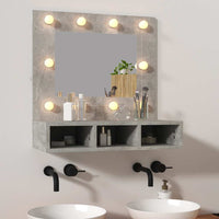 Mobile a Specchio con LED-Armadietto a Specchio Grigio Cemento 60x31,5x62 cm
