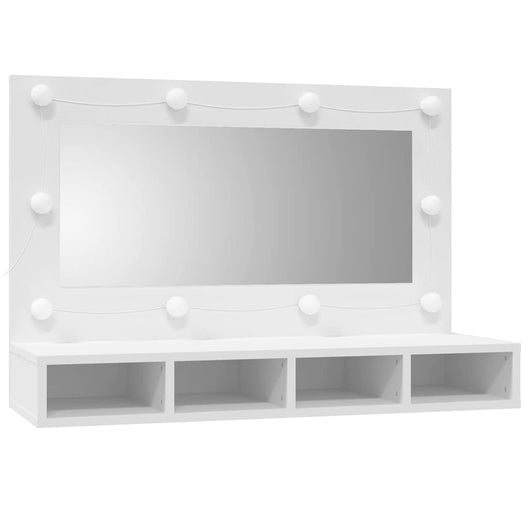 Mobile a Specchio con LED-Armadietto a Specchio Bianco 90x31,5x62 cm
