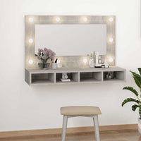 Mobile a Specchio con LED-Armadietto a Specchio Grigio Cemento 90x31,5x62 cm