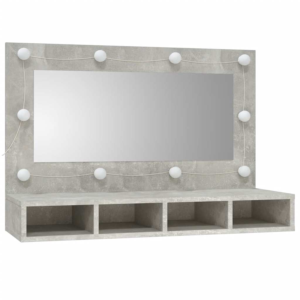 Mobile a Specchio con LED Grigio Cemento 90x31,5x62 cm 808895
