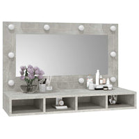 Mobile a Specchio con LED Grigio Cemento 90x31,5x62 cm 808895