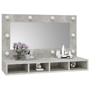Mobile a Specchio con LED Grigio Cemento 90x31,5x62 cm 808895