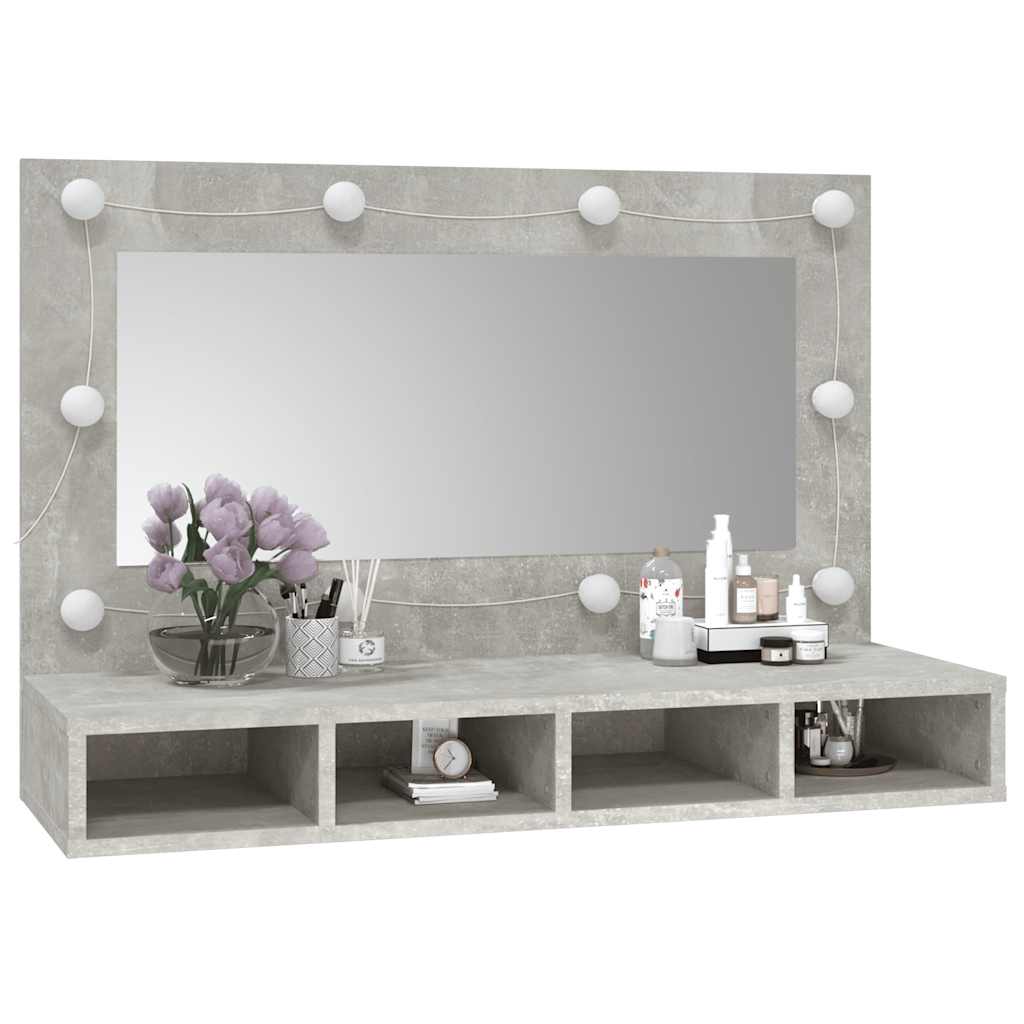 Mobile a Specchio con LED Grigio Cemento 90x31,5x62 cm cod mxl 75508