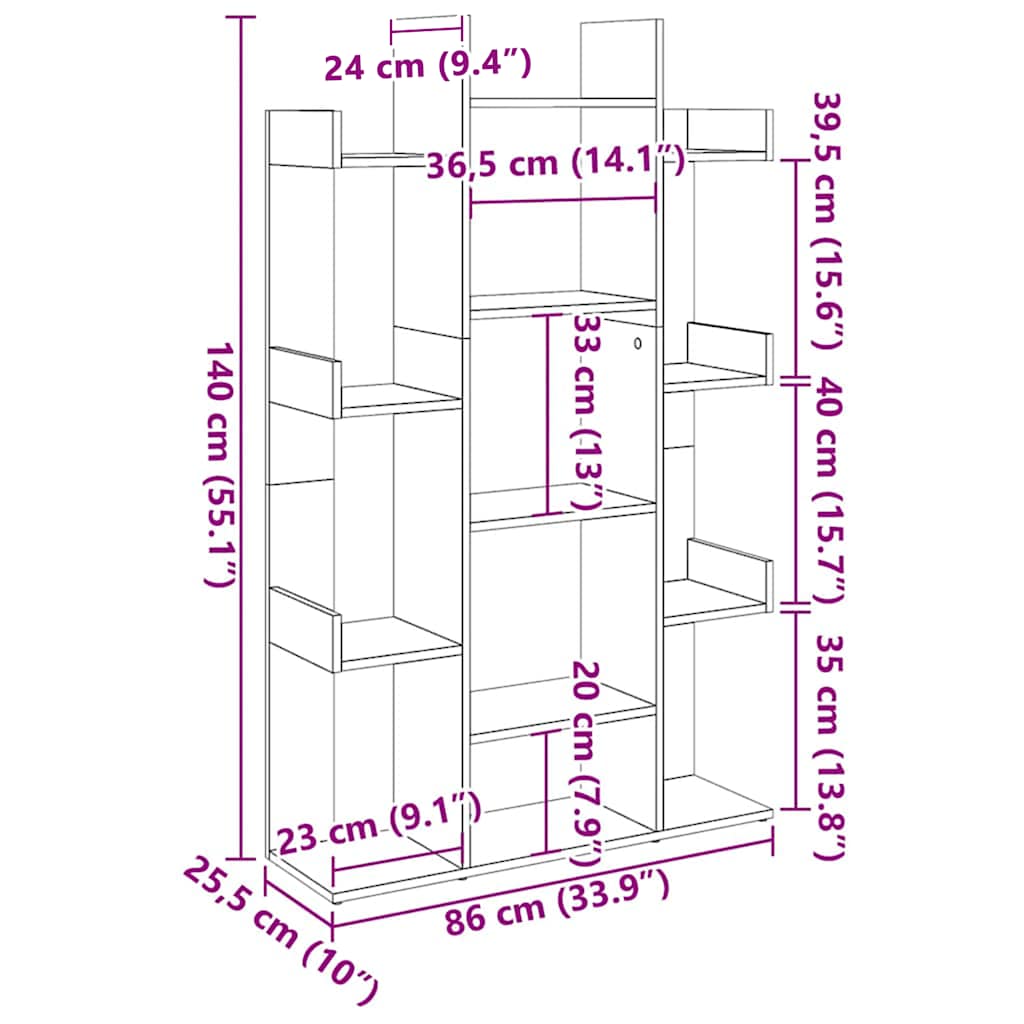 Libreria Grigio Cemento 86x25,5x140 cm in Truciolato 808904