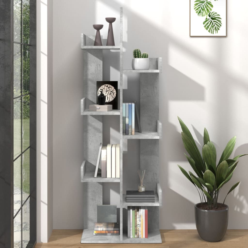 Libreria-Scaffale per Libri-Mobile di Stoccaggio Grigio Cemento 48x25,5x140 cm in Truciolato