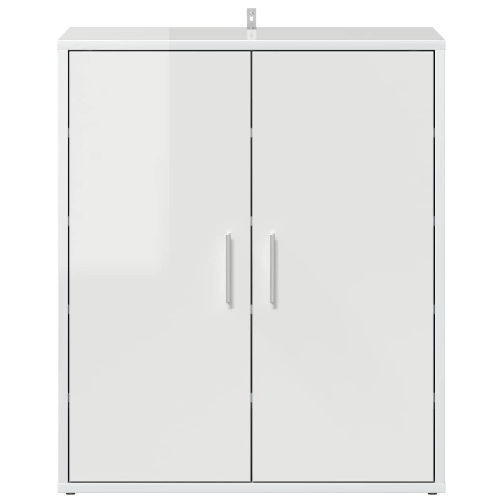 Scarpiera Bianco Lucido 60x35x70 cm in Truciolato 808924