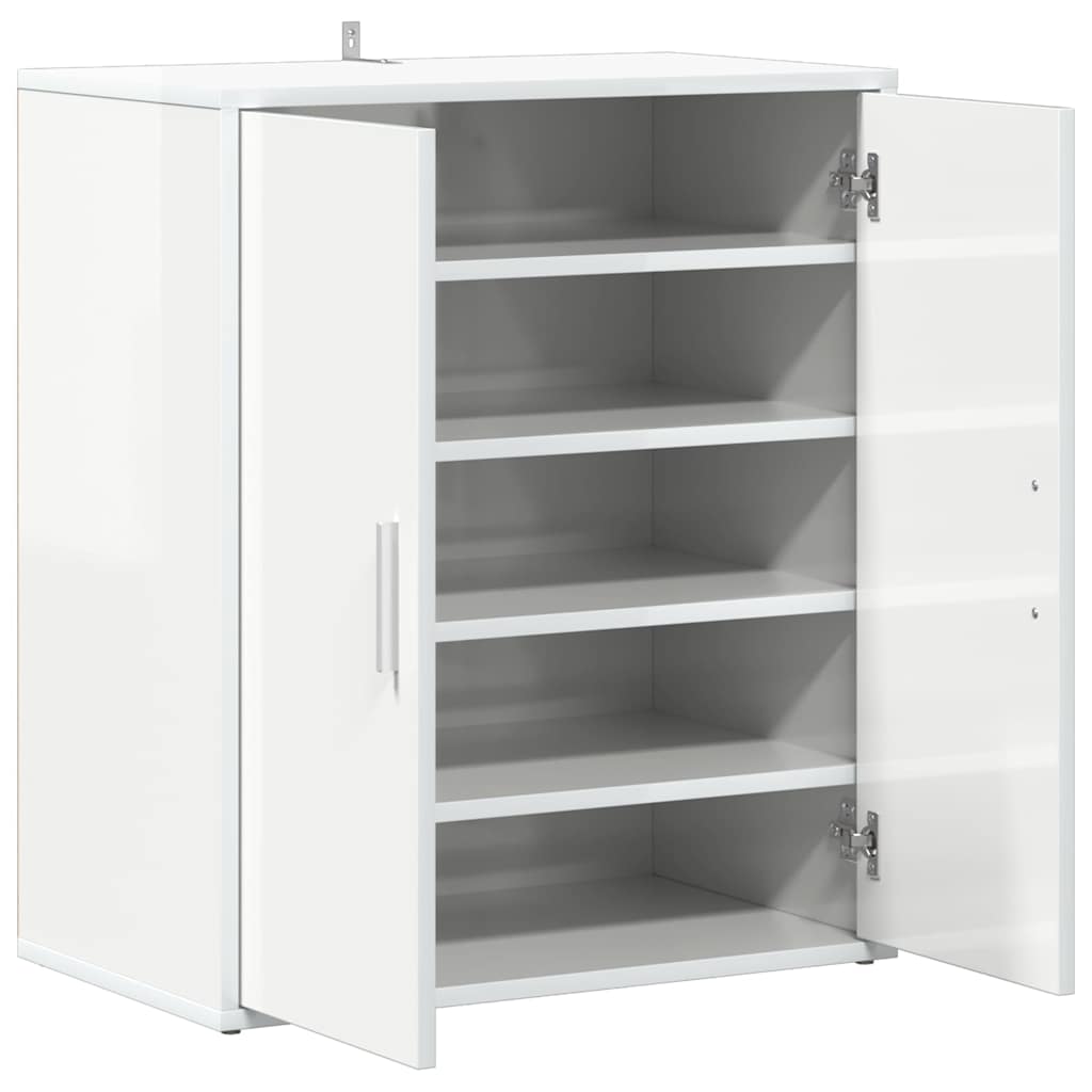 Scarpiera Bianco Lucido 60x35x70 cm in Truciolato 808924