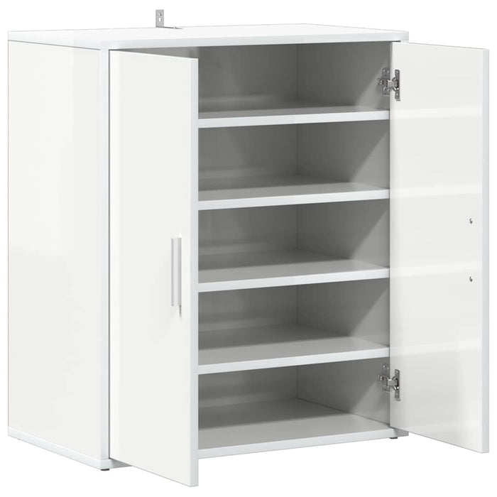 Scarpiera Bianco Lucido 60x35x70 cm in Truciolato 808924