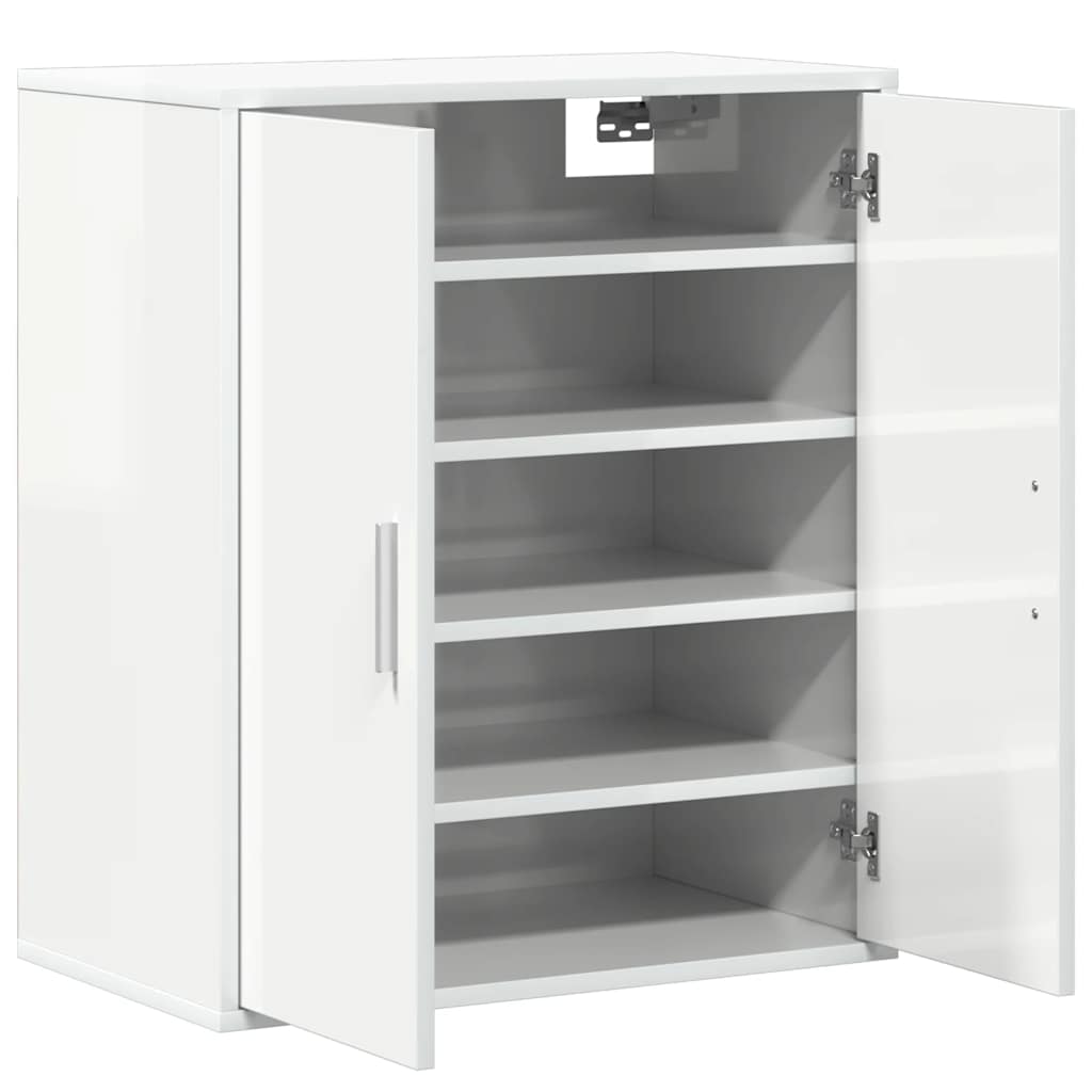 Scarpiera Bianco Lucido 60x35x70 cm in Truciolato 808924