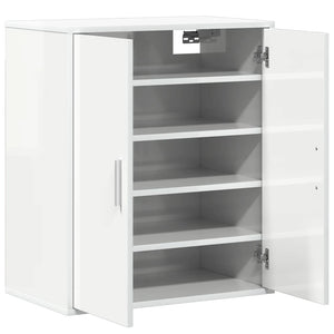 Scarpiera Bianco Lucido 60x35x70 cm in Truciolato 808924