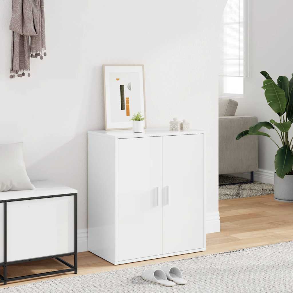 Scarpiera Bianco Lucido 60x35x70 cm in Truciolato 808924