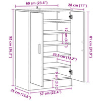 Scarpiera Bianca 60x35x92 cm in Truciolato 808927