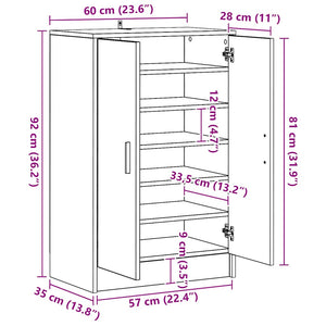 Scarpiera Bianca 60x35x92 cm in Truciolato 808927