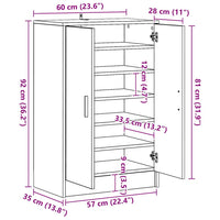 Scarpiera Grigio Cemento 60x35x92 cm in Truciolato 808931