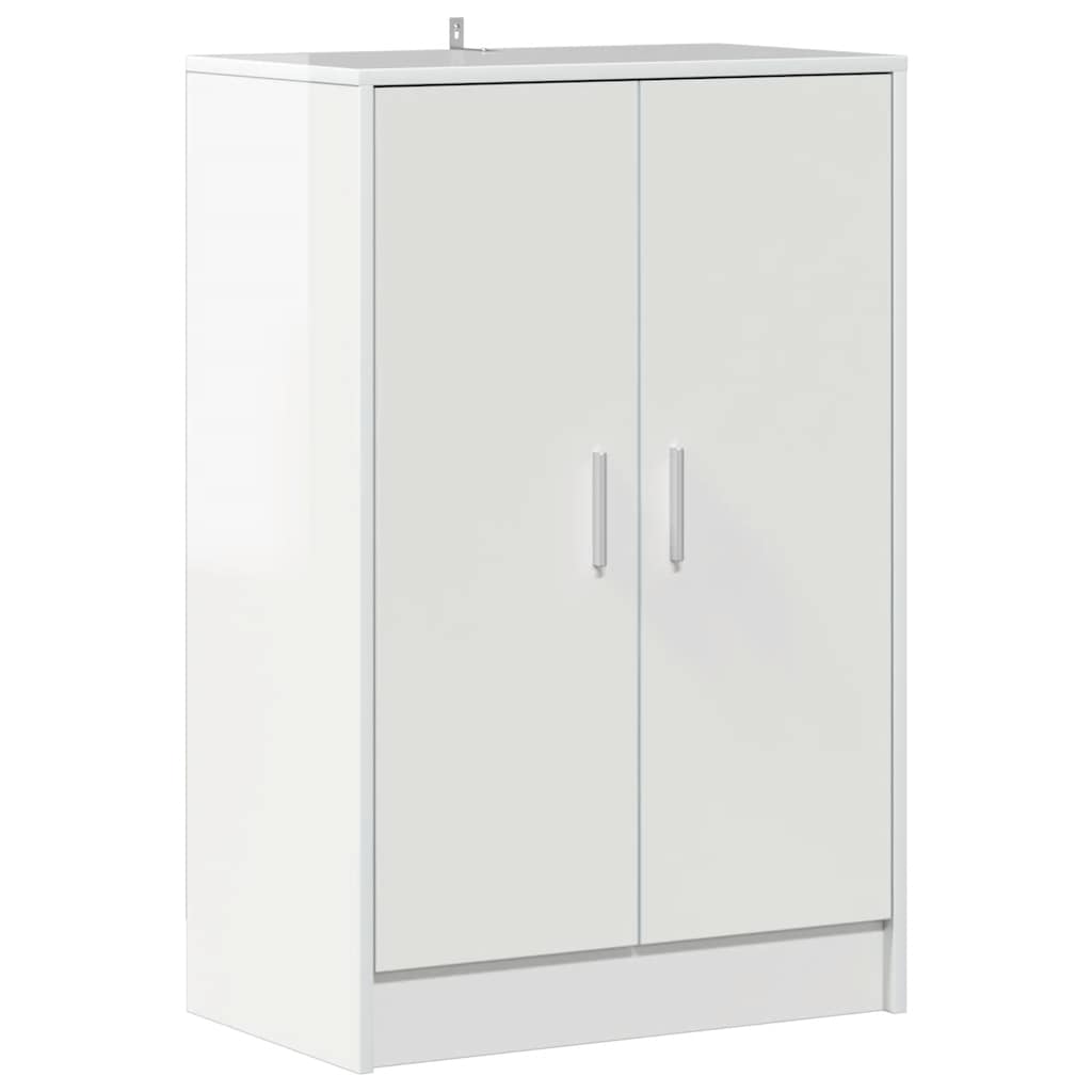 Scarpiera Bianco Lucido 60x35x92 cm in Truciolato 808933