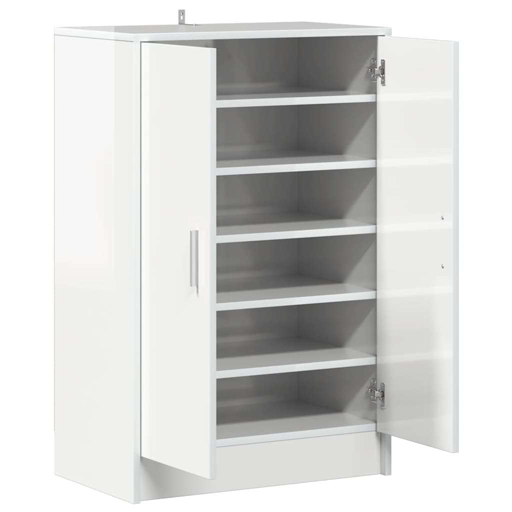 Scarpiera Bianco Lucido 60x35x92 cm in Truciolato 808933