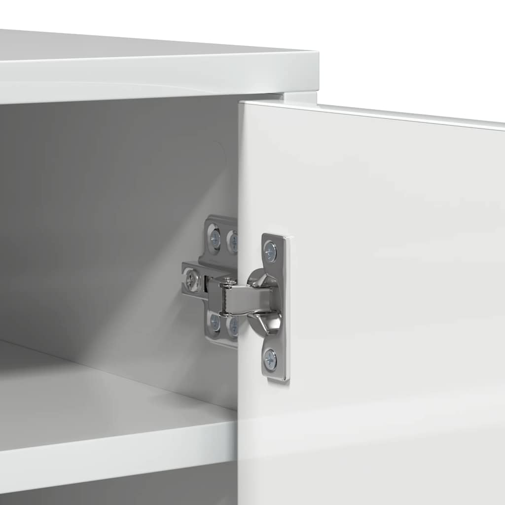 Scarpiera Bianco Lucido 60x35x92 cm in Truciolato 808933