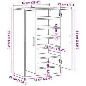 Scarpiera Bianco Lucido 60x35x92 cm in Truciolato 808933