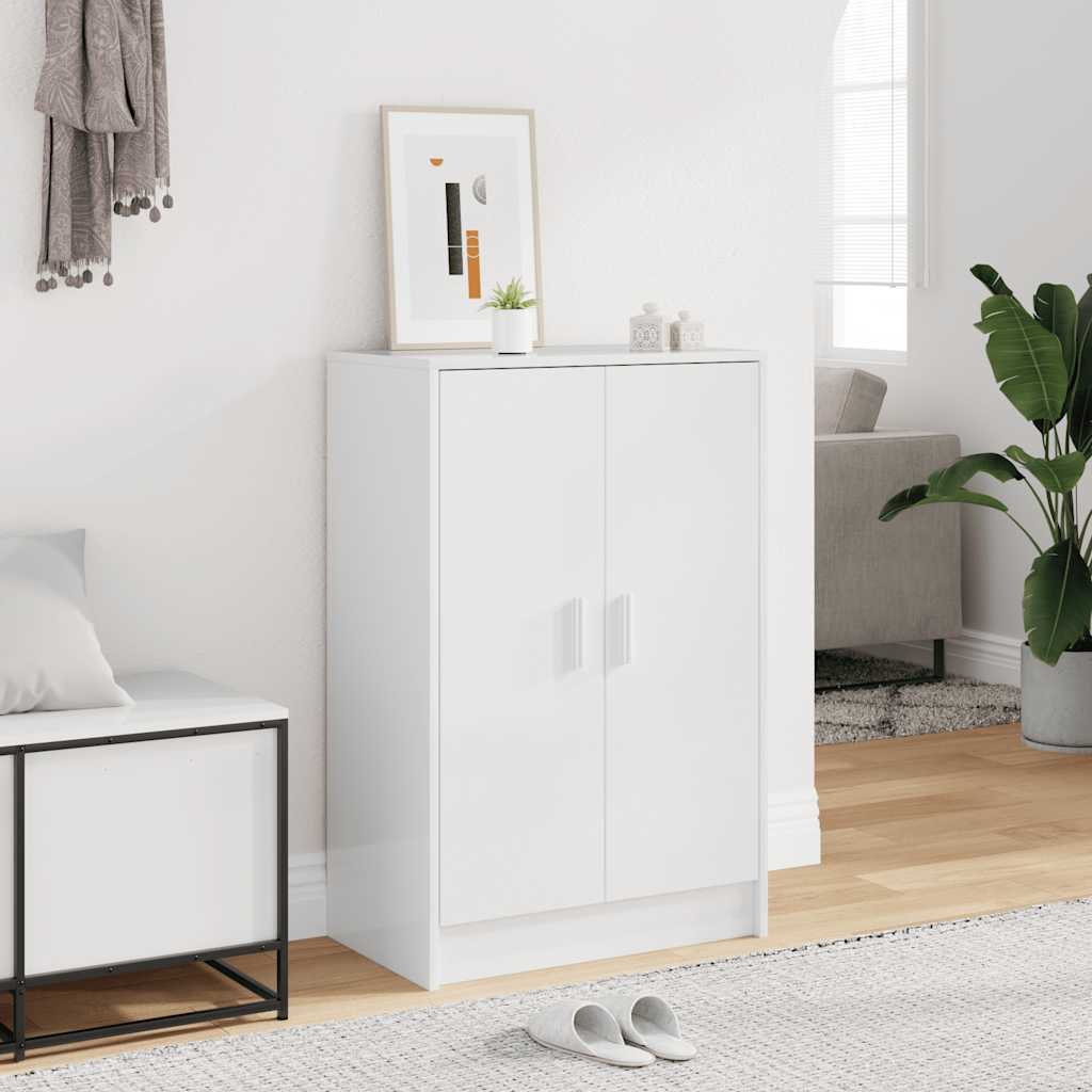 Scarpiera Bianco Lucido 60x35x92 cm in Truciolato 808933