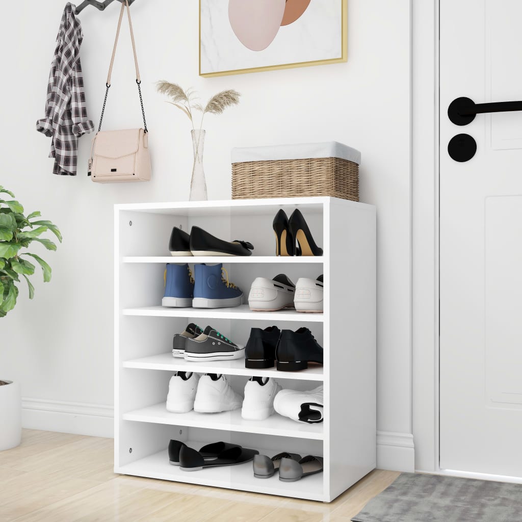 Scarpiera Bianco Lucido 60x35x70 cm in Truciolato