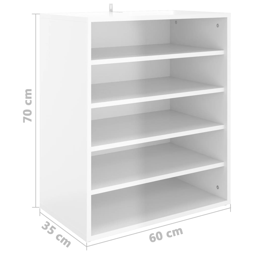 Scarpiera Bianco Lucido 60x35x70 cm in Truciolato