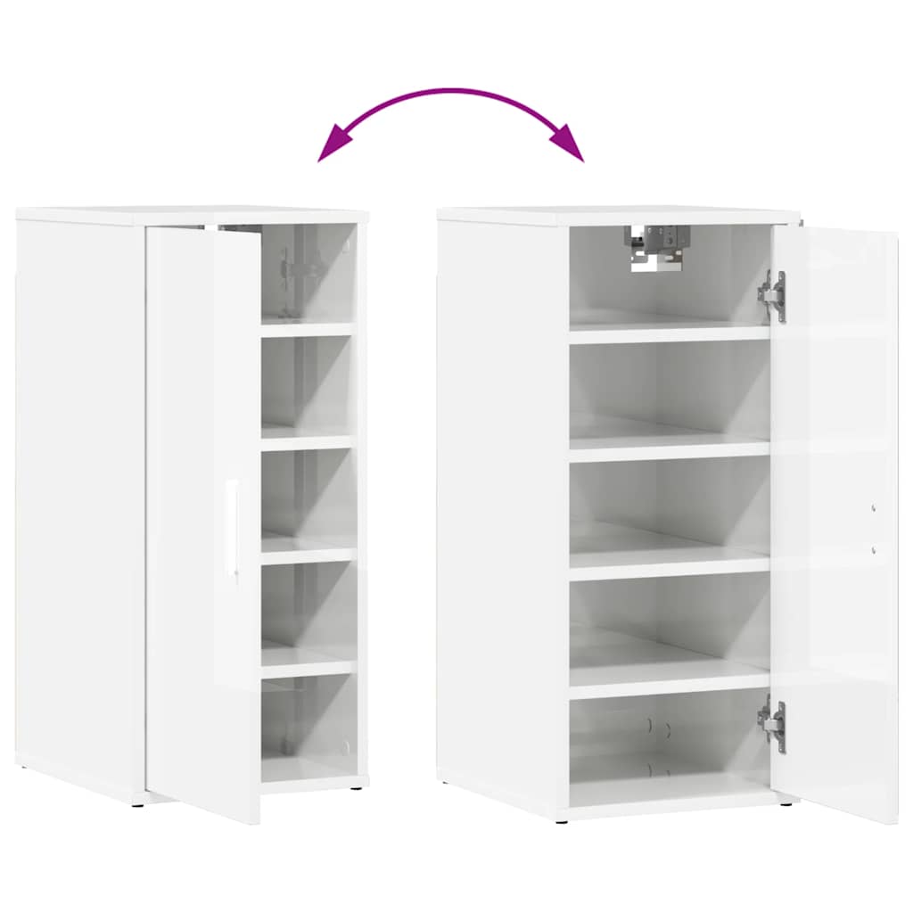 Scarpiera Bianco Lucido 32x35x70 cm in Truciolato 808966