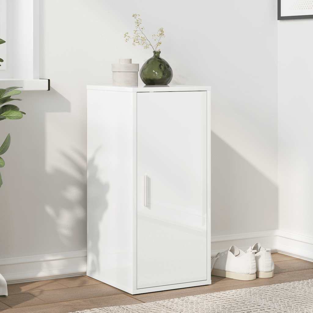 Scarpiera Bianco Lucido 32x35x70 cm in Truciolato 808966