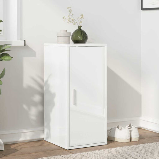 Scarpiera Bianco Lucido 32x35x70 cm in Truciolato 808966