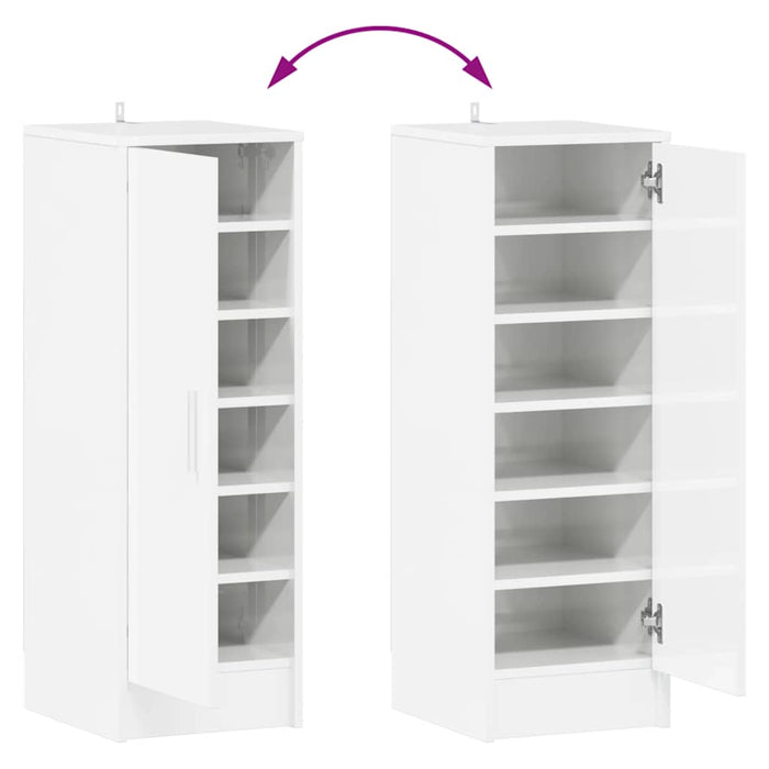 Scarpiera Bianco Lucido 32x35x92 cm in Truciolato 808978