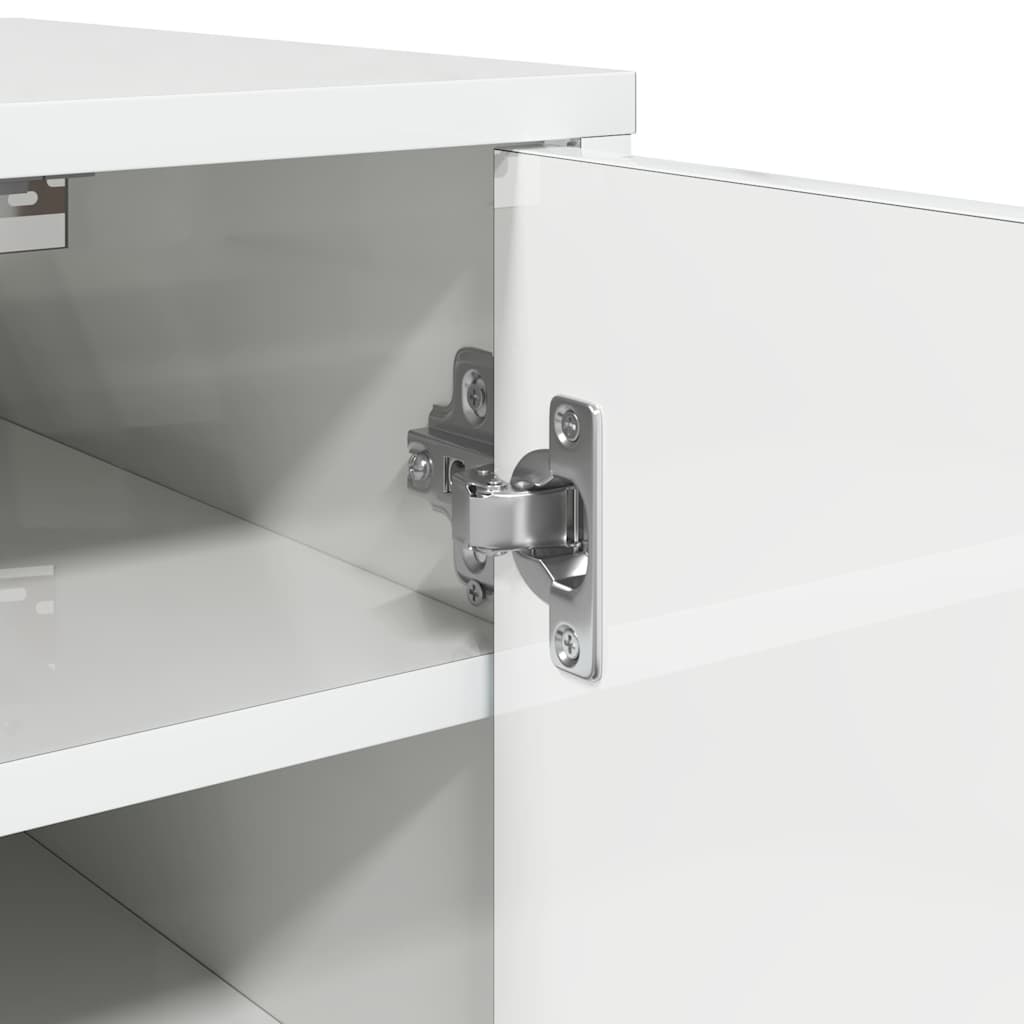 Scarpiera Bianco Lucido 32x35x92 cm in Truciolato 808978