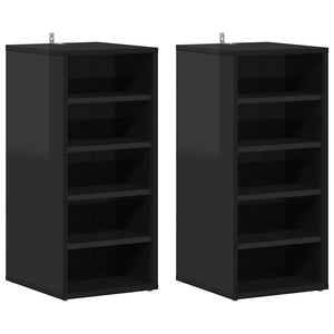 Scarpiere 2 pz Nero Lucido 31,5x35x70 cm in Truciolato 808996