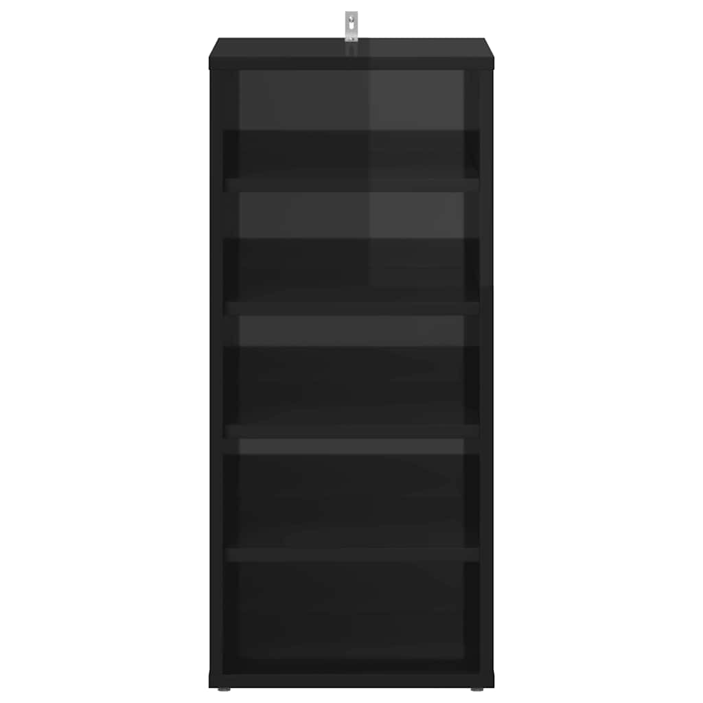 Scarpiere 2 pz Nero Lucido 31,5x35x70 cm in Truciolato 808996