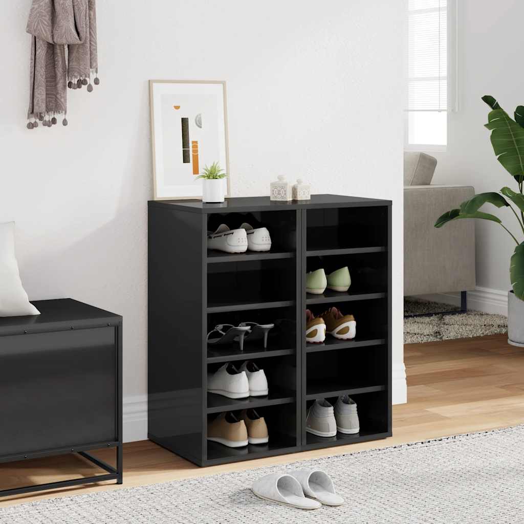 Scarpiere 2 pz Nero Lucido 31,5x35x70 cm in Truciolato 808996