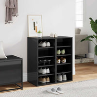 Scarpiere 2 pz Nero Lucido 31,5x35x70 cm in Truciolato 808996