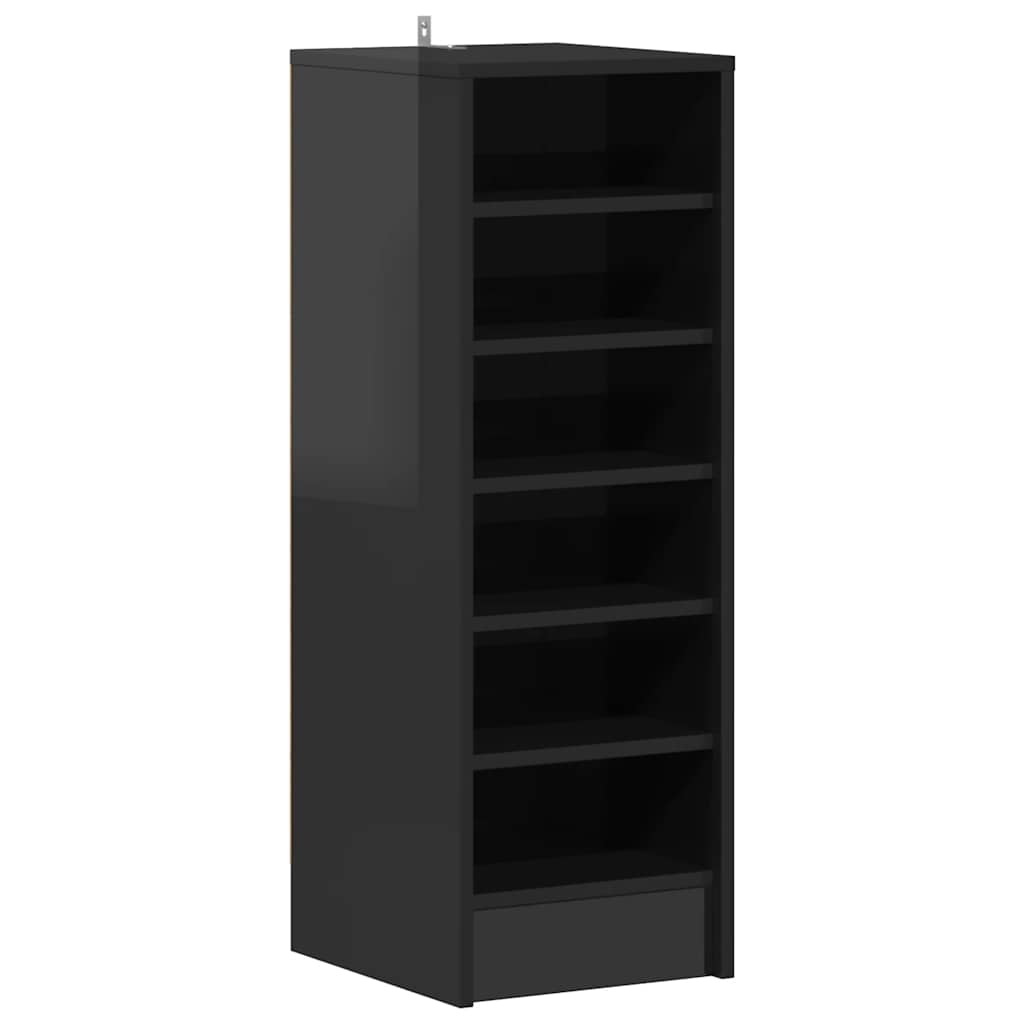 Scarpiera Nero Lucido 31,5x35x90 cm in Truciolato 809006