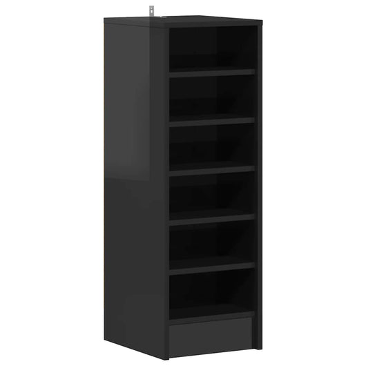 Scarpiera Nero Lucido 31,5x35x90 cm in Truciolato 809006