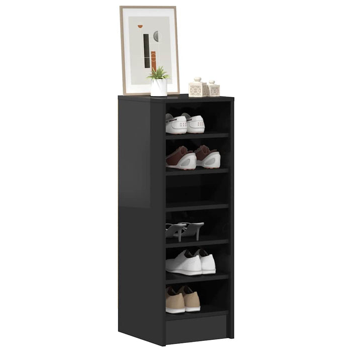 Scarpiera Nero Lucido 31,5x35x90 cm in Truciolato 809006