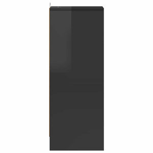 Scarpiera Nero Lucido 31,5x35x90 cm in Truciolato 809006