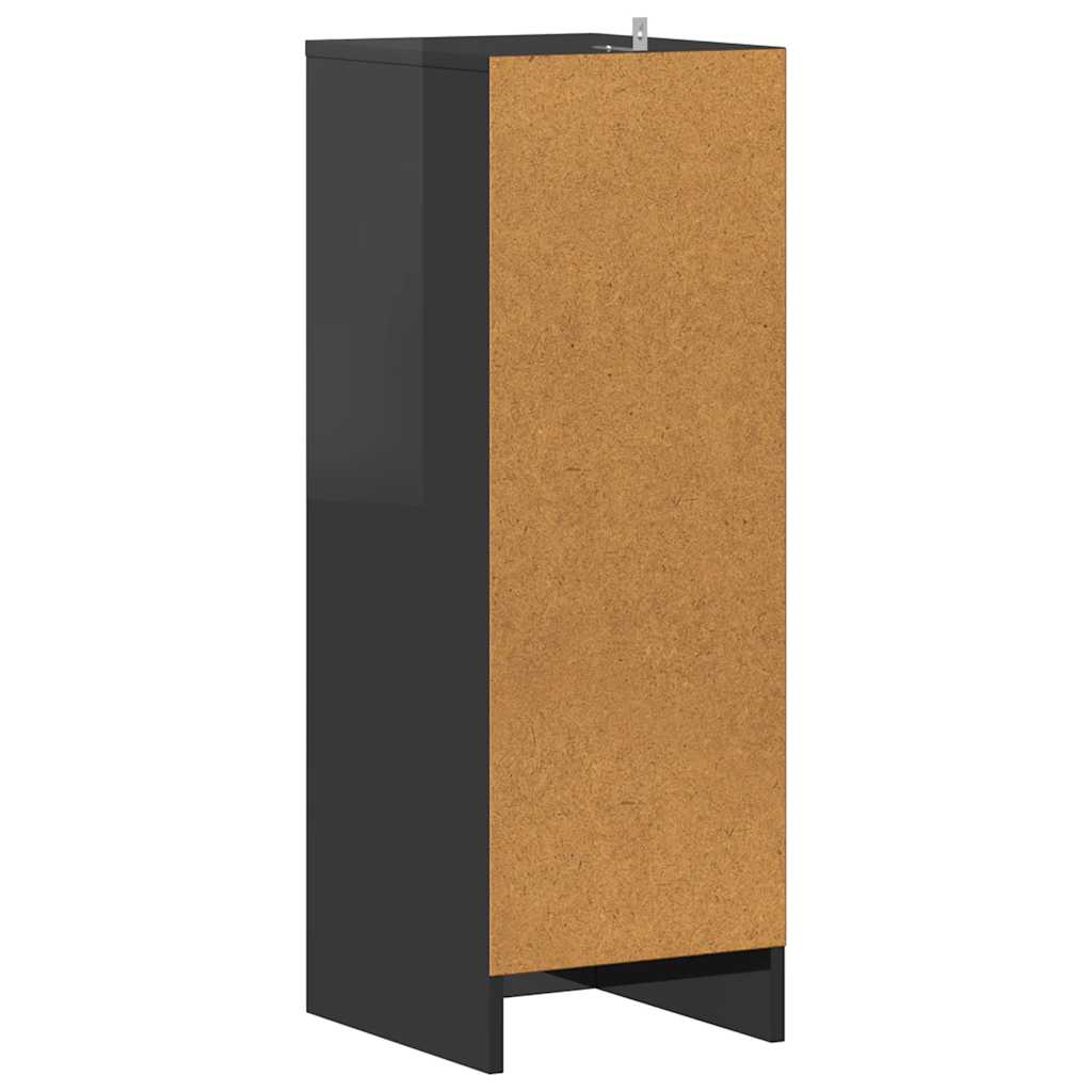 Scarpiera Nero Lucido 31,5x35x90 cm in Truciolato 809006