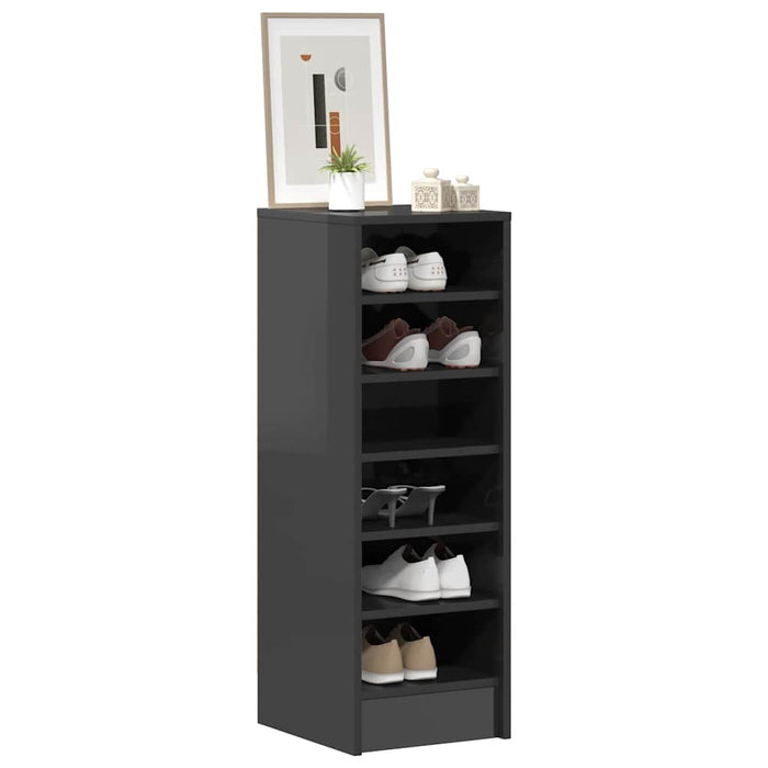 Scarpiera Grigio Lucido 31,5x35x92 cm in Truciolato 809007