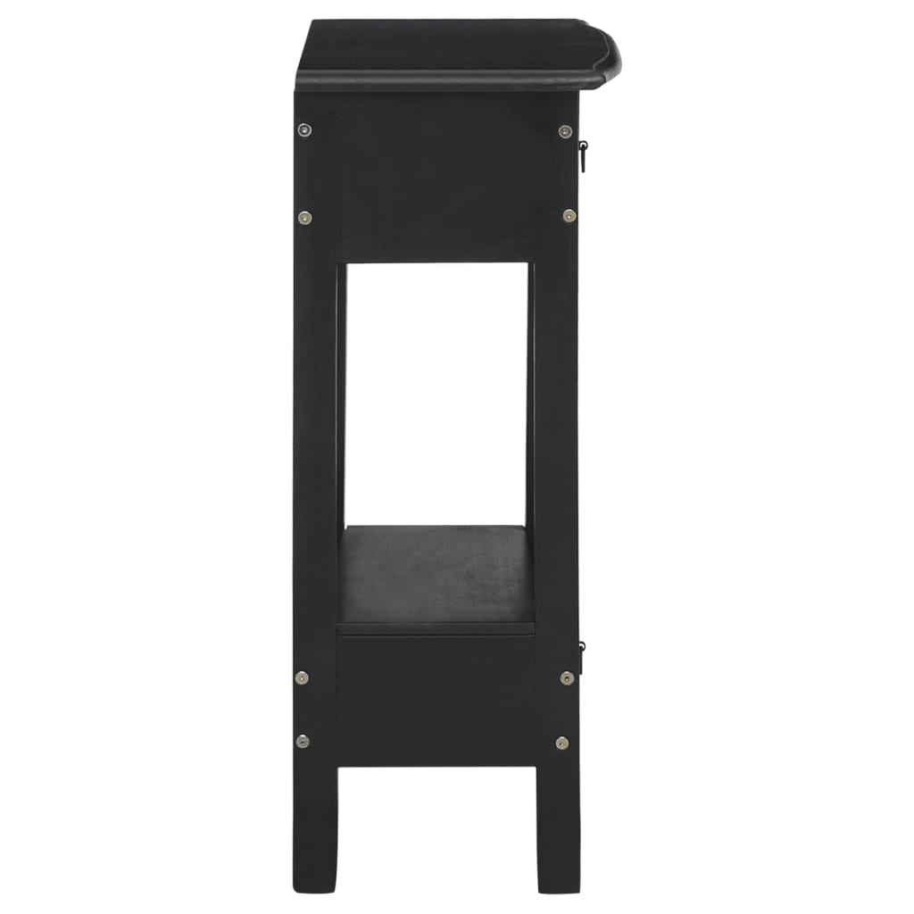 Tavolo Consolle Cassetti Nero 50x30x75cm Legno Massello Mogano 337878