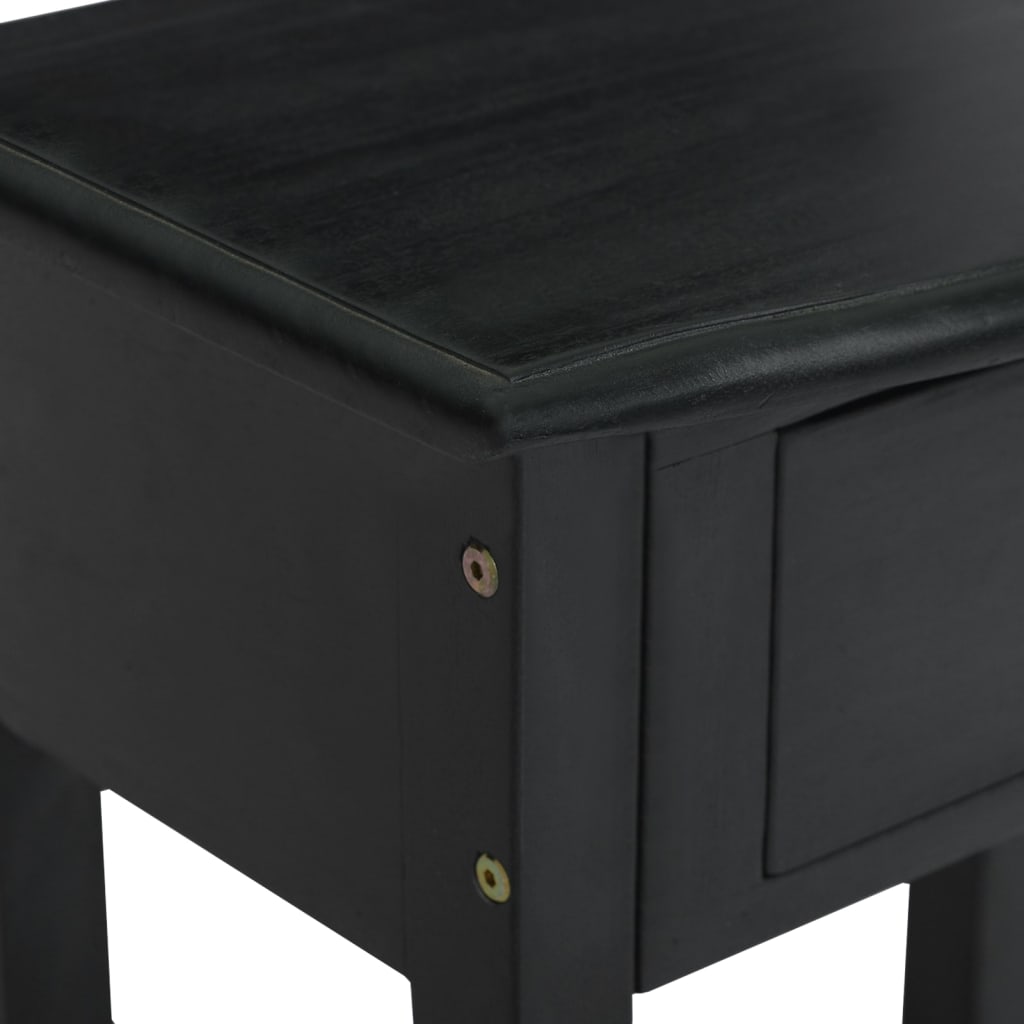 Tavolo Consolle Cassetti Nero 50x30x75cm Legno Massello Mogano 337878