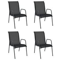 Sedie da Giardino 4 pz in Acciaio e Textilene Nere 316818