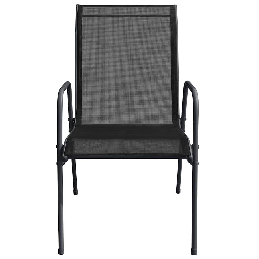 Sedie da Giardino 6 pz in Acciaio e Textilene Nere cod mxl 12276