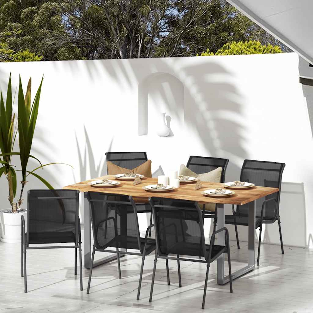 Sedie da Giardino 6 pz in Acciaio e Textilene Nere cod mxl 12276